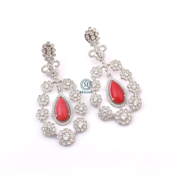 Kiera Red CZ Designer Earrings