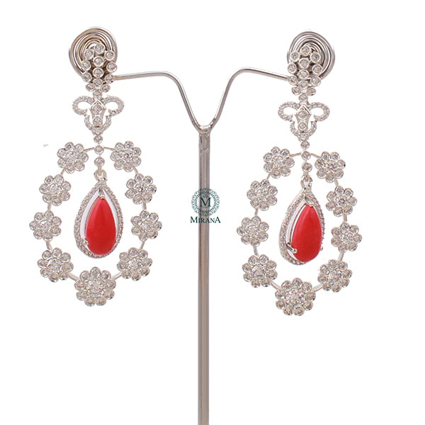 Kiera Red CZ Designer Earrings