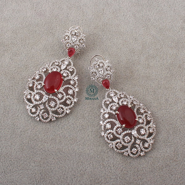 Akila Ruby CZ Designer Earrings