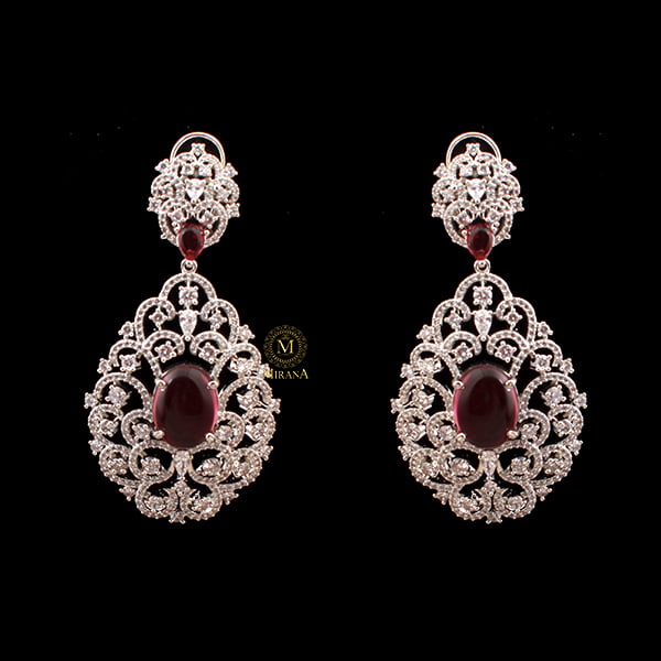 Akila Ruby CZ Designer Earrings