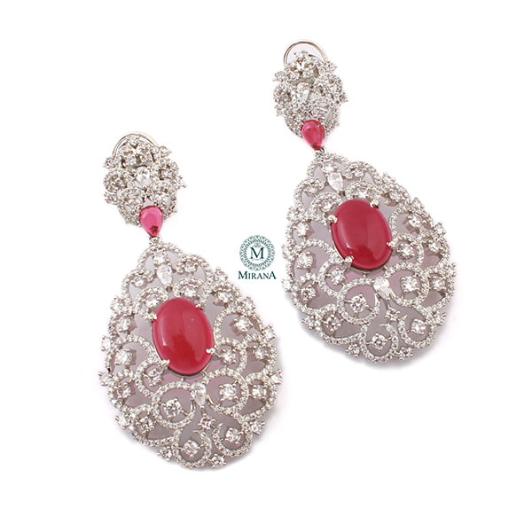 Akila Ruby CZ Designer Earrings