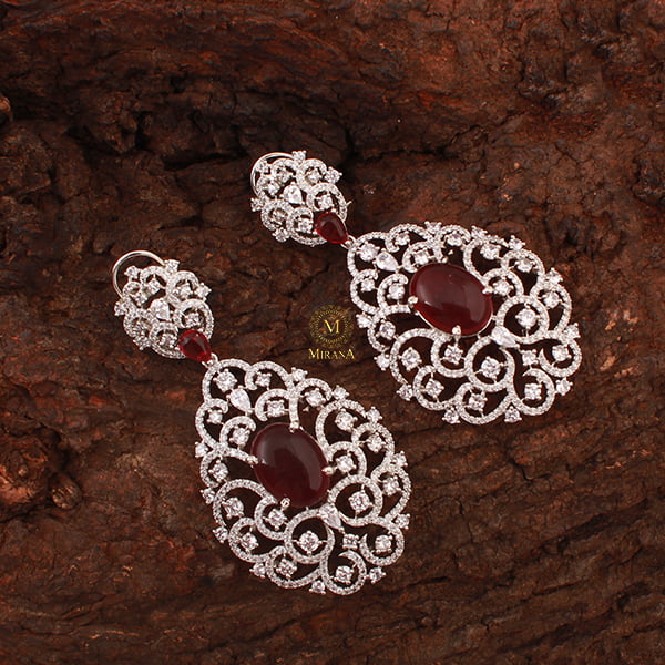 Akila Ruby CZ Designer Earrings
