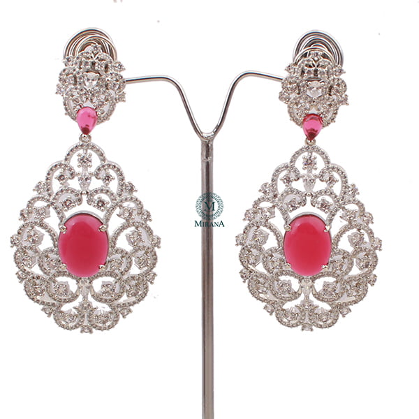 Akila Ruby CZ Designer Earrings