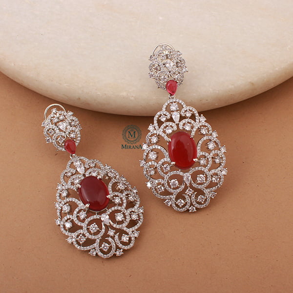 Akila Ruby CZ Designer Earrings