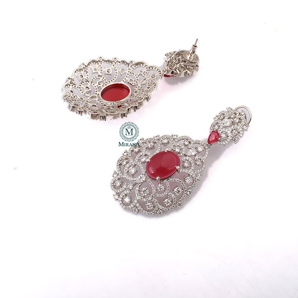 Akila Ruby CZ Designer Earrings