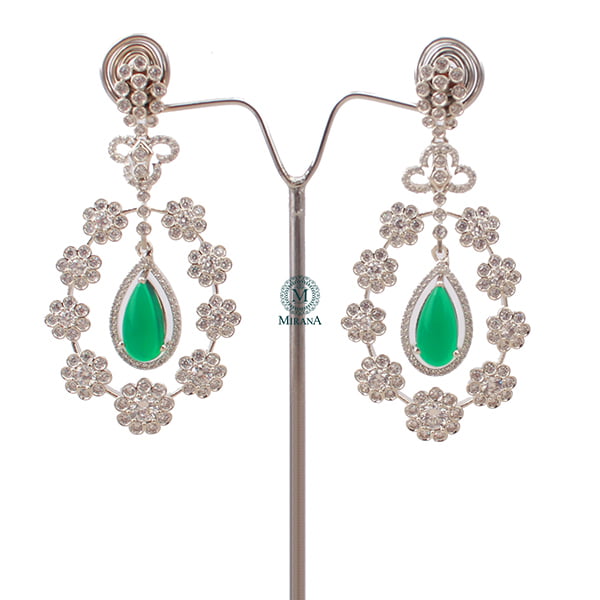 Kiera Emerald Green CZ Designer Earrings