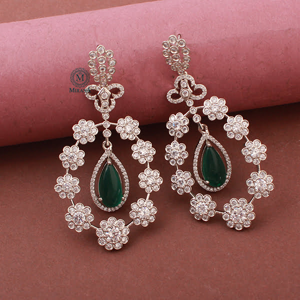 Kiera Emerald Green CZ Designer Earrings