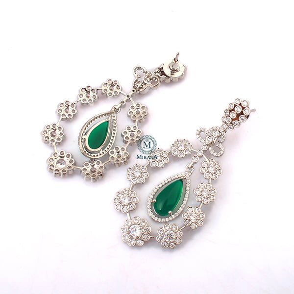 Kiera Emerald Green CZ Designer Earrings