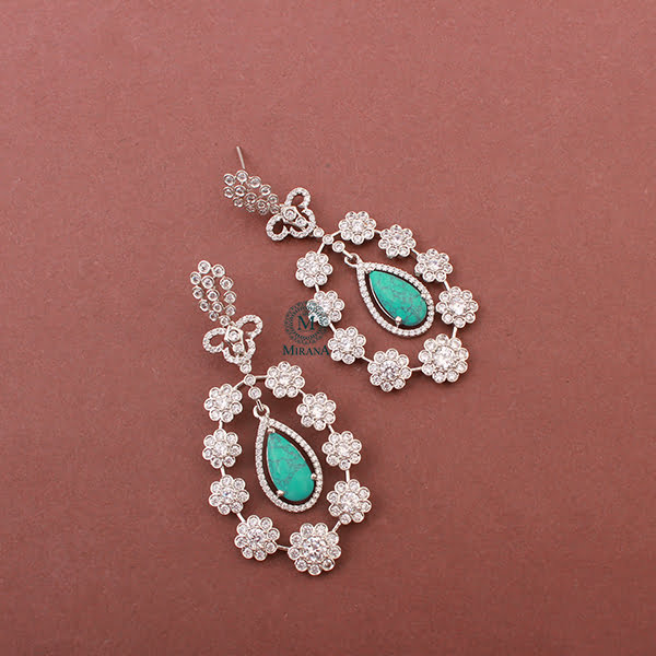 Kiera Turquoise CZ Designer Earrings