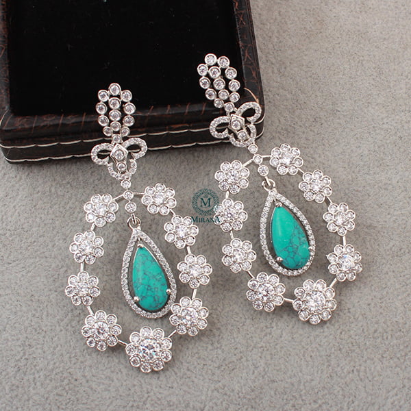 Kiera Turquoise CZ Designer Earrings