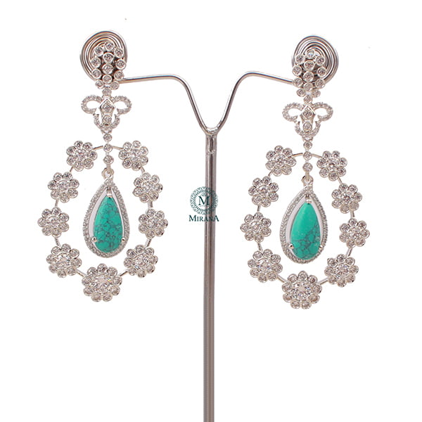 Kiera Turquoise CZ Designer Earrings