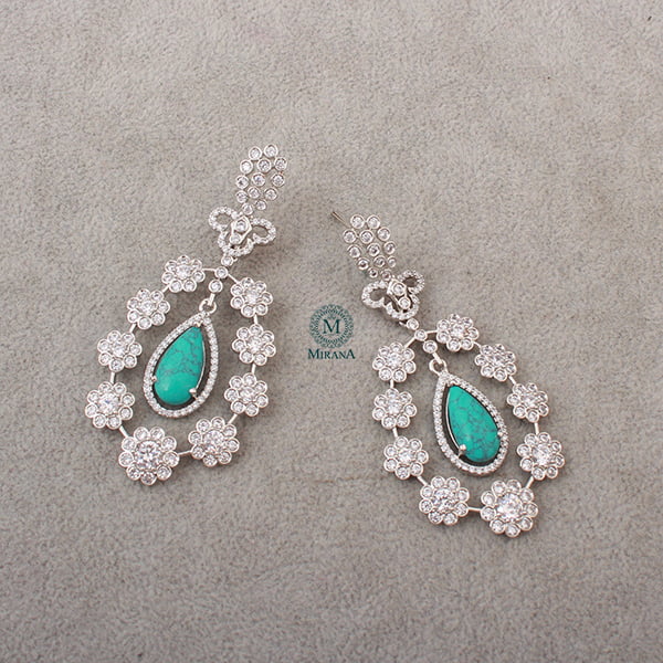 Kiera Turquoise CZ Designer Earrings