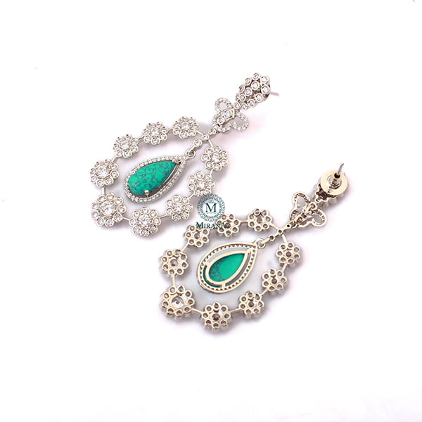 Kiera Turquoise CZ Designer Earrings