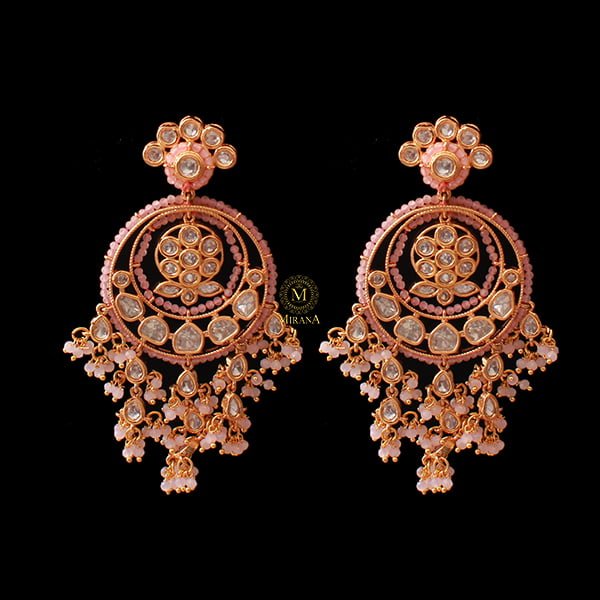 Anshula Pastel Pink Polki Chandbalis