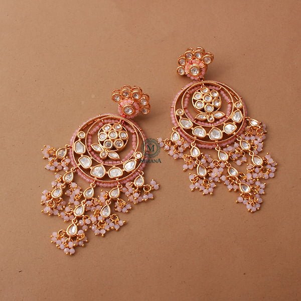 Anshula Pastel Pink Polki Chandbalis