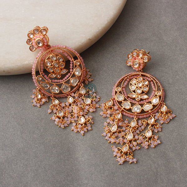 Anshula Pastel Pink Polki Chandbalis