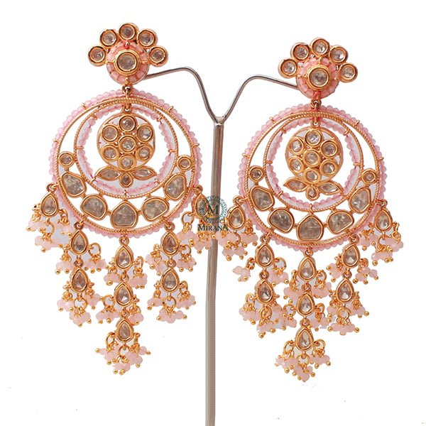 Anshula Pastel Pink Polki Chandbalis