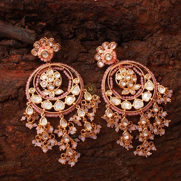 Anshula Pastel Pink Polki Chandbalis