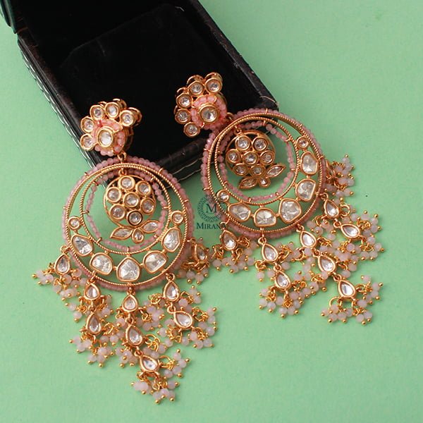 Anshula Pastel Pink Polki Chandbalis