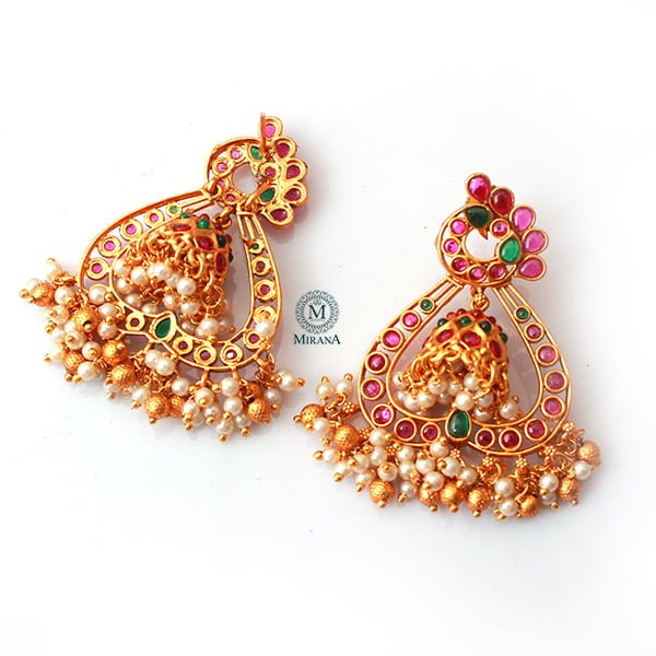 Vamini Ruby Green Antique Removable Earrings