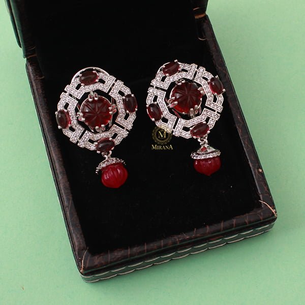 Vorisha Ruby CZ Designer Earrings