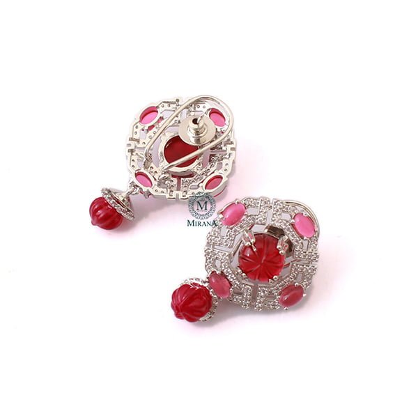 Vorisha Ruby CZ Designer Earrings