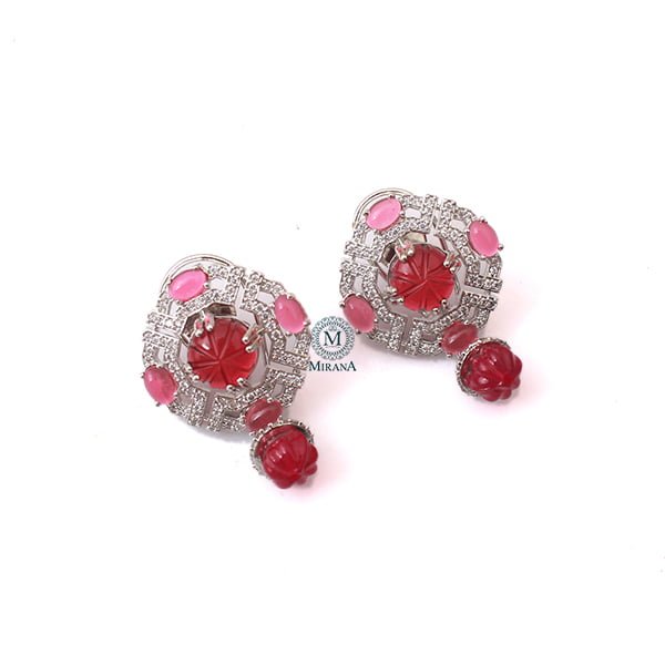 Vorisha Ruby CZ Designer Earrings