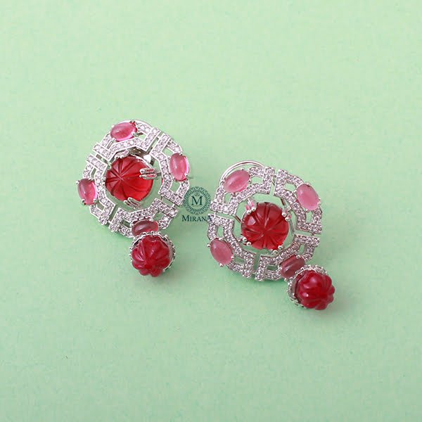 Vorisha Ruby CZ Designer Earrings