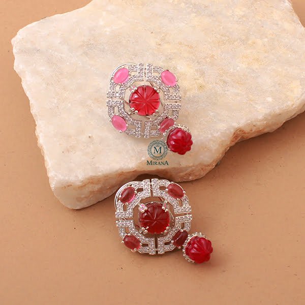 Vorisha Ruby CZ Designer Earrings