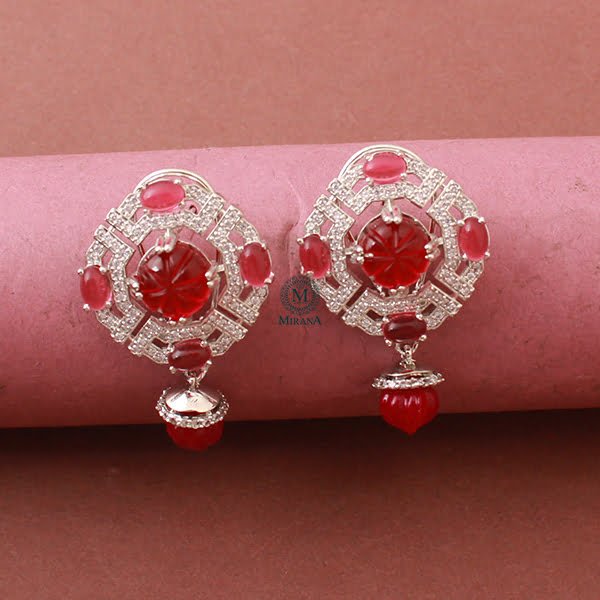 Vorisha Ruby CZ Designer Earrings