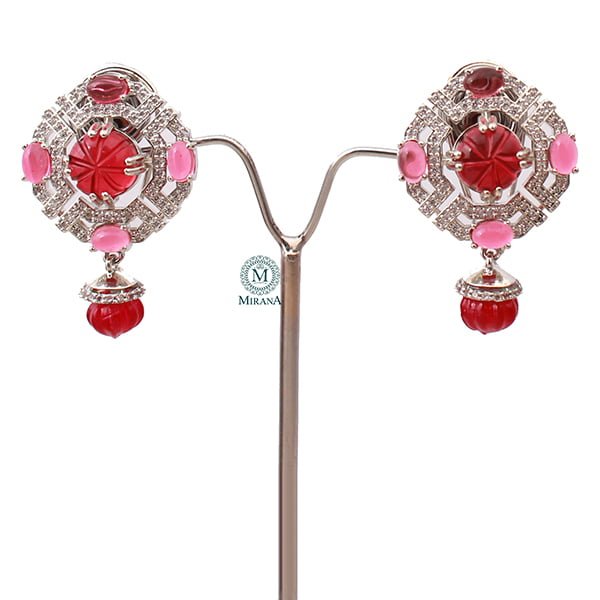 Vorisha Ruby CZ Designer Earrings