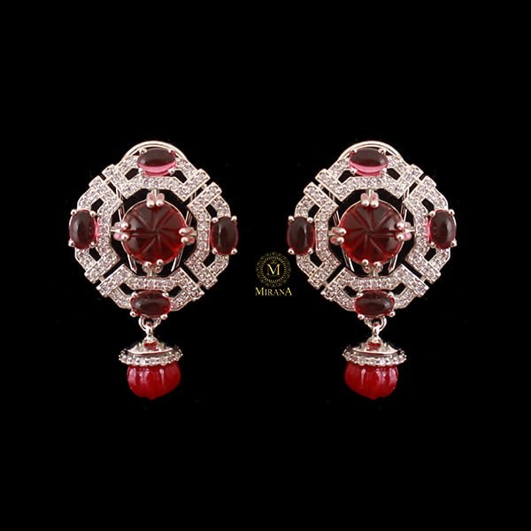 Vorisha Ruby CZ Designer Earrings