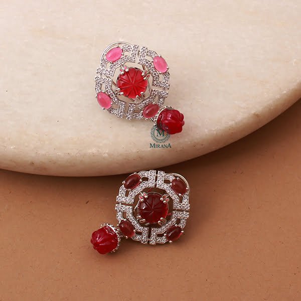 Vorisha Ruby CZ Designer Earrings