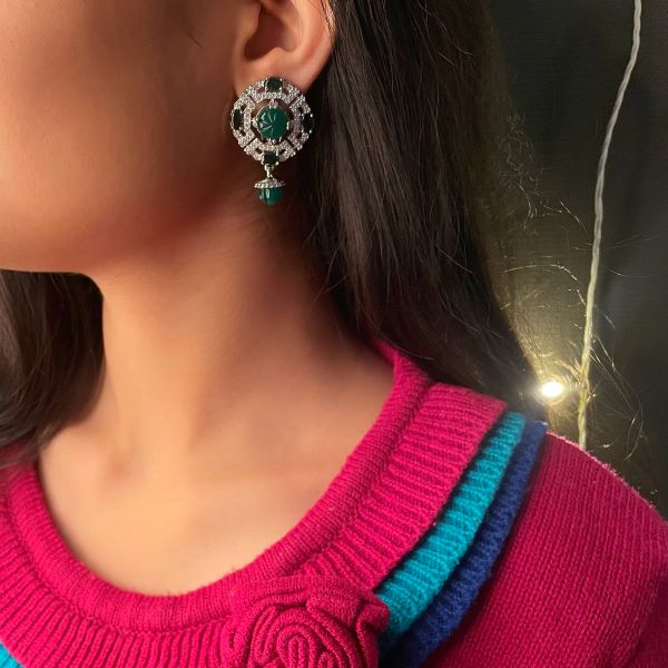 Vorisha Emerald Green Designer Earrings