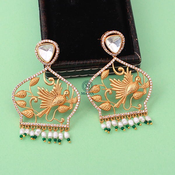 Anaya Emerald Green Pearl Moissanite Earrings