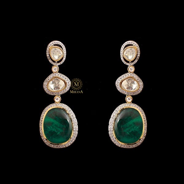 Medhavi Emerald Green Moissanite Earrings