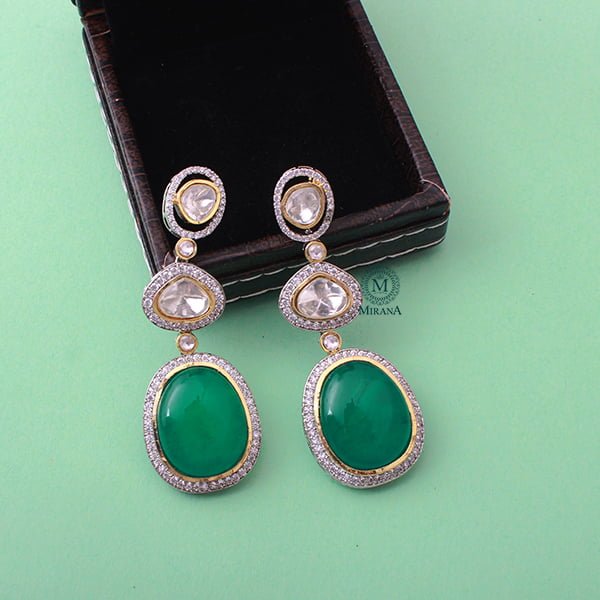 Medhavi Emerald Green Moissanite Earrings