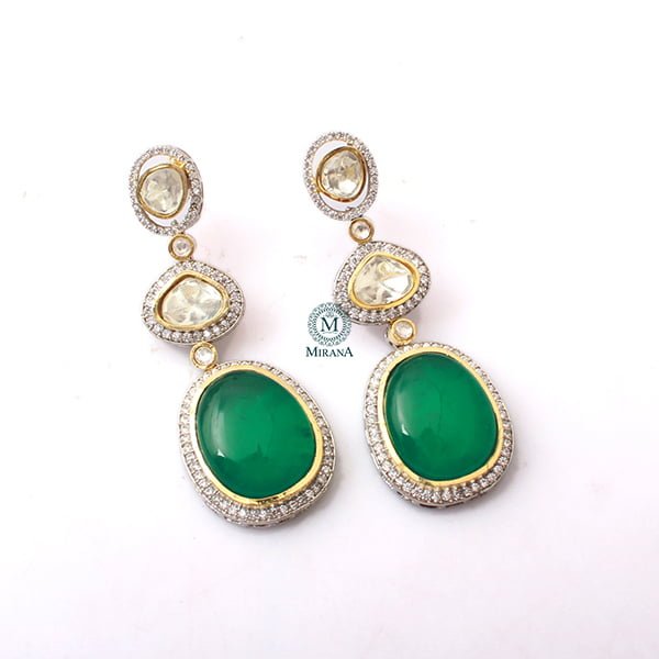 Medhavi Emerald Green Moissanite Earrings