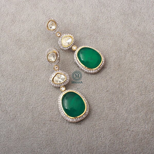 Medhavi Emerald Green Moissanite Earrings