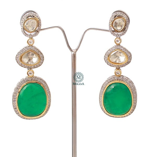 Medhavi Emerald Green Moissanite Earrings