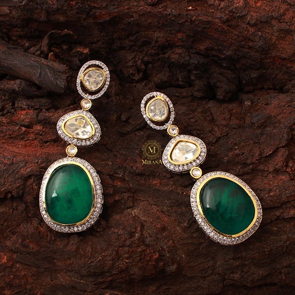 Medhavi Emerald Green Moissanite Earrings