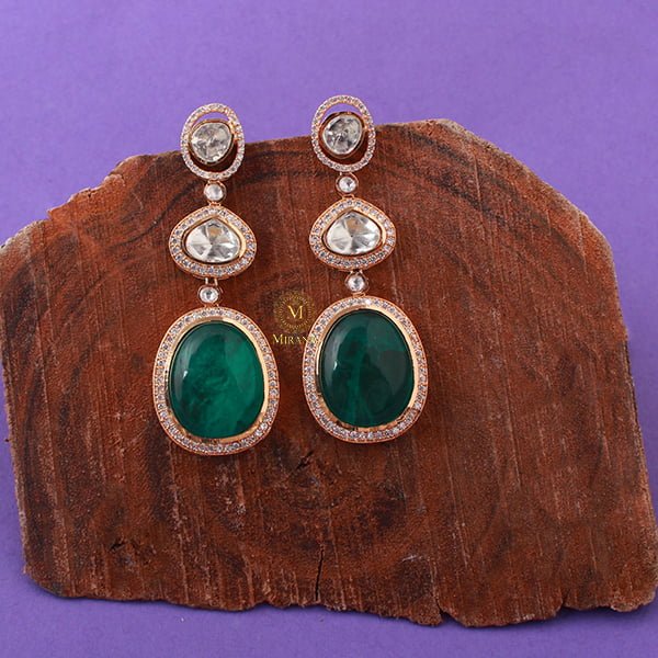 Medhavi Emerald Green Moissanite Earrings