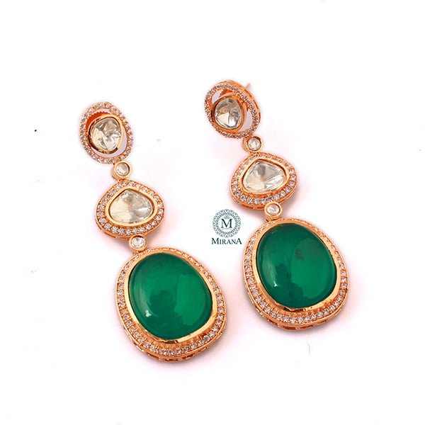 Medhavi Emerald Green Moissanite Earrings