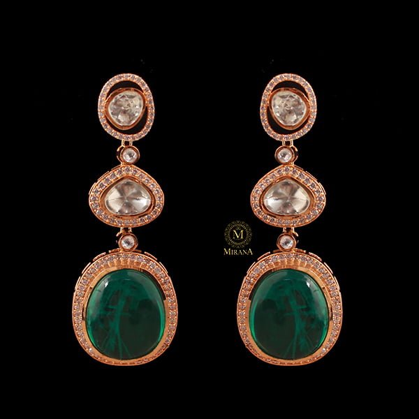 Medhavi Emerald Green Moissanite Earrings