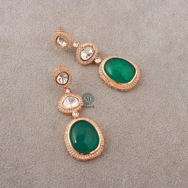 Medhavi Emerald Green Moissanite Earrings