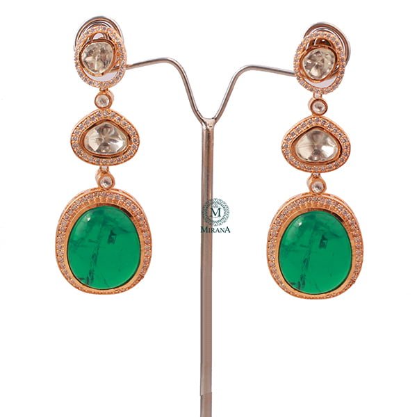 Medhavi Emerald Green Moissanite Earrings