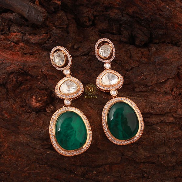 Medhavi Emerald Green Moissanite Earrings