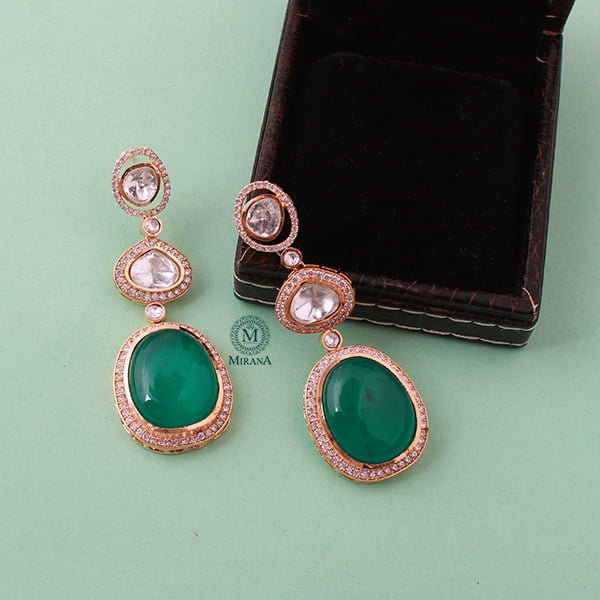 Medhavi Emerald Green Moissanite Earrings