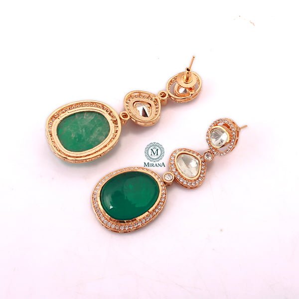 Medhavi Emerald Green Moissanite Earrings