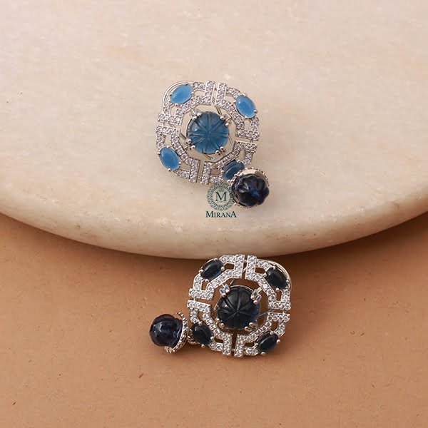 Vorisha Blue CZ Designer Earrings